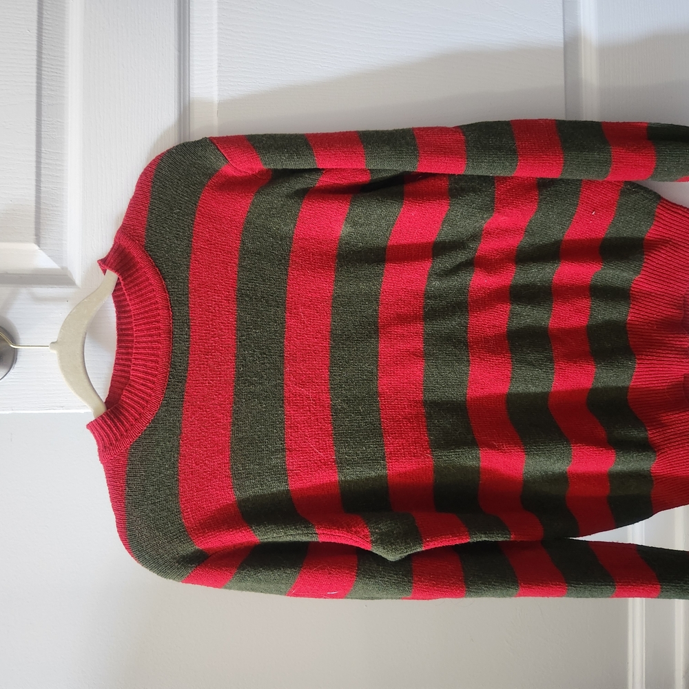 Red and Green Striped Sweater